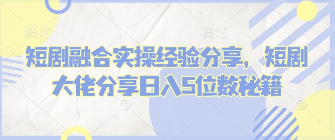 短剧融合实操经验分享，短剧大佬分享日入5位数秘籍-HEIXMI（中国站）