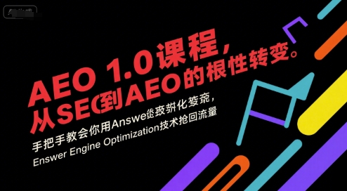 AEO 1.0 课程，从SEO到AE0的基命性转变，手把手教会你用AnswerEngineOptimization技术抢回流量-HEIXMI（中国站）