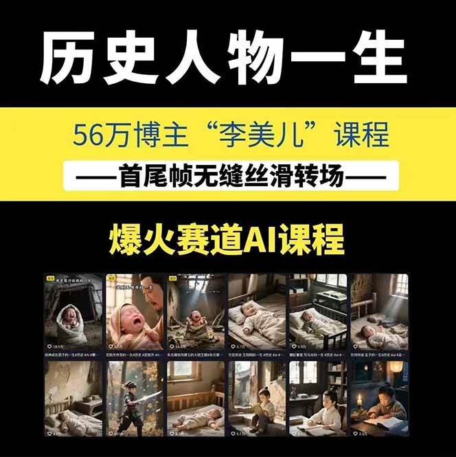 图片[1]-AI历史人物短视频创作，含IP打造、首尾帧无缝转场、智能体视频制作等核心教学内容-HEIXMI（中国站）