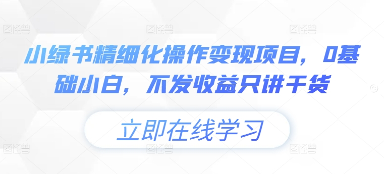 小绿书精细化操作变现项目，0基础小白，不发收益只讲干货-HEIXMI（中国站）