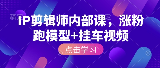 IP剪辑师内部课，涨粉跑模型+挂车视频-HEIXMI（中国站）