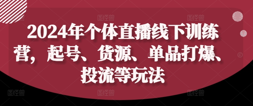 2024年个体直播训练营，起号、货源、单品打爆、投流等玩法-HEIXMI（中国站）
