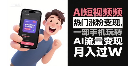 AI短视频热门涨粉变现，一部手机玩转AI流量变现，月入过W-HEIXMI（中国站）
