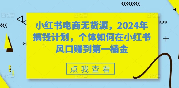 小红书电商无货源，2024年搞钱计划，个体如何在小红书风口赚到第一桶金-HEIXMI（中国站）