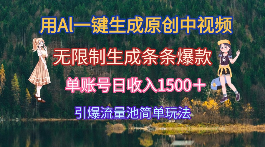 用Al一键生成原创中视频，无限制生成条条爆款，单账号日收入1500＋引爆…-HEIXMI（中国站）