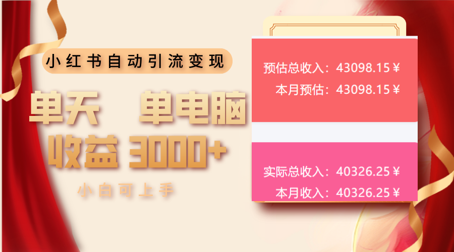 小红书自动引流变现 单天单电脑收益3000+  小白可上手-HEIXMI（中国站）