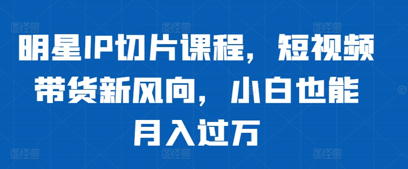 明星IP切片课程，短视频带货新风向，小白也能月入过万-HEIXMI（中国站）