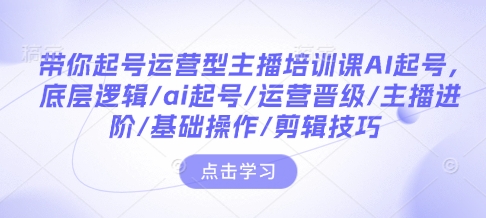 带你起号运营型主播培训课AI起号，底层逻辑/ai起号/运营晋级/主播进阶/基础操作/剪辑技巧-HEIXMI（中国站）