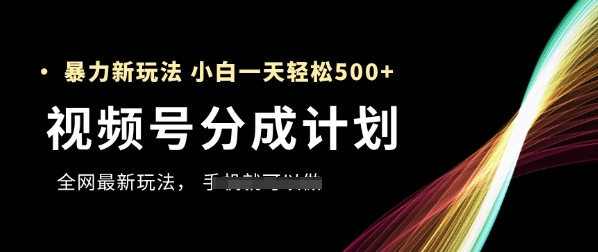 视频号分成计划，全网最暴力玩法，新手一天也能轻松5张+ - HEIXMI（中国站）-HEIXMI（中国站）