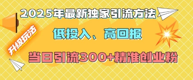 2025年最新独家引流方法，低投入高回报？当日引流300+精准创业粉-HEIXMI（中国站）