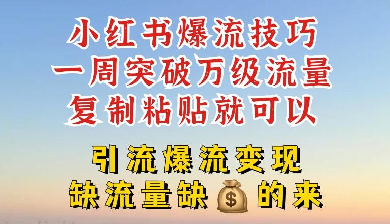 小红书爆流技巧，一周突破万级流量，复制粘贴就可以，引流爆流变现【揭秘】-HEIXMI（中国站）
