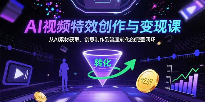 AI视频特效创作与变现课：从AI素材获取、创意制作到流量转化的完整闭环-HEIXMI（中国站）