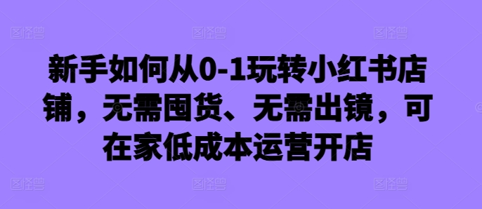 新手如何从0-1玩转小红书店铺，无需囤货、无需出镜，可在家低成本运营开店-HEIXMI（中国站）