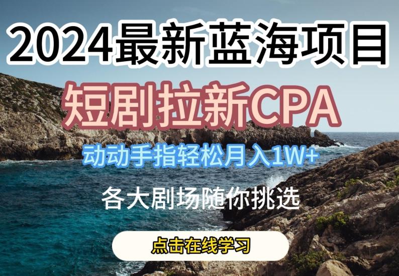 2024最新蓝海项日，短剧拉新CPA，动动手指轻松月入1W，全各大剧场随你挑选【揭秘】-HEIXMI（中国站）