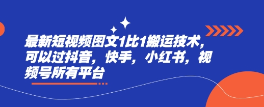 最新短视频图文1比1搬运技术，可以过抖音，快手，小红书，视频号所有平台-HEIXMI（中国站）