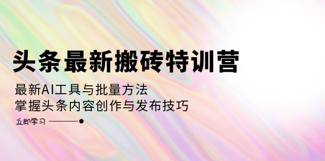 头条最新搬砖特训营：最新AI工具与批量方法，掌握头条内容创作与发布技巧-HEIXMI（中国站）