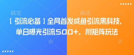 【引流必备】全网首发咸鱼引流黑科技，单日曝光引流500+，附矩阵玩法【揭秘】-HEIXMI（中国站）