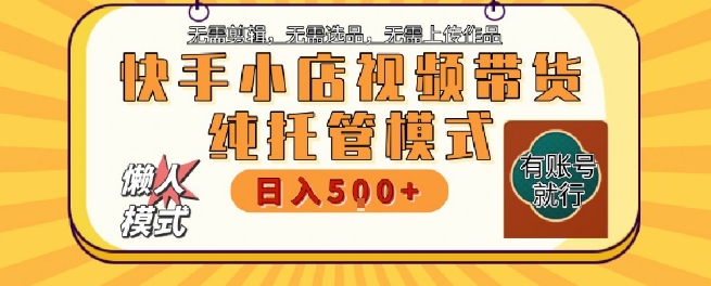快手小店托管代运营，无需剪辑，无需选品，无需上传作品，全程无需操作，轻松月入5k+【揭秘】-HEIXMI（中国站）