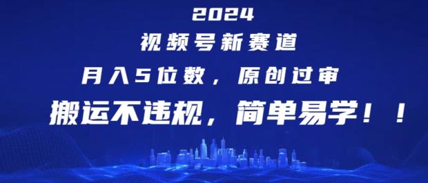 2024视频号新赛道，月入5位数+，原创过审，搬运不违规，简单易学【揭秘】-HEIXMI（中国站）