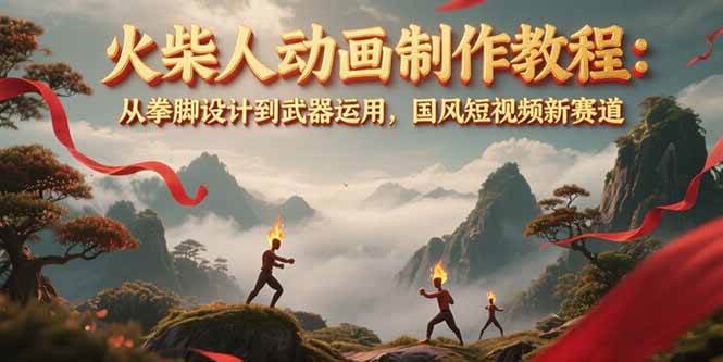火柴人动画制作教程：从拳脚设计到武器运用，国风短视频新赛道 - HEIXMI（中国站）-HEIXMI（中国站）