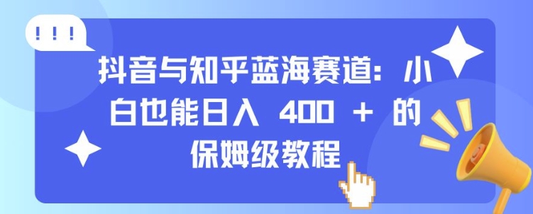 抖音与知乎蓝海赛道：小白也能日入 4张 的保姆级教程-HEIXMI（中国站）