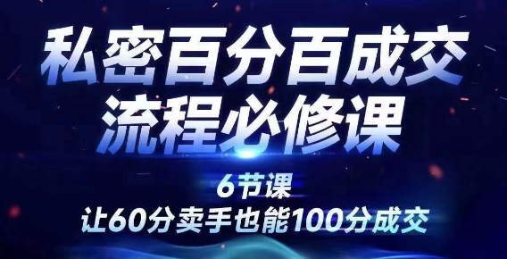 私密百分百成交流程线上训练营，绝对成交，让60分卖手也能100分成交-HEIXMI（中国站）