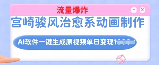 宫崎骏风治愈系动画制作，AI软件一键生成原创视频流量爆炸，单日变现多张，详细实操流程-HEIXMI（中国站）