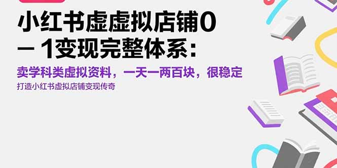 小红书虚拟店铺0-1变现完整体系：卖学科类虚拟资料，一天一两百块，很稳定-HEIXMI（中国站）