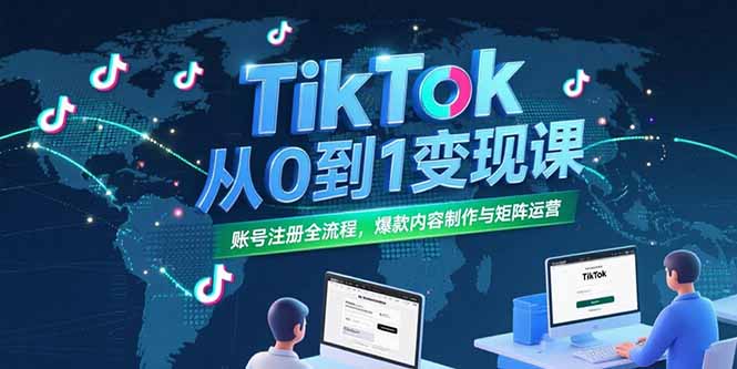 TikTok从0到1变现课，账号注册全流程，爆款内容制作与矩阵运营-HEIXMI（中国站）