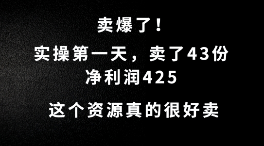 这个资源，需求很大，实操第一天卖了43份，净利润425【揭秘】-HEIXMI（中国站）