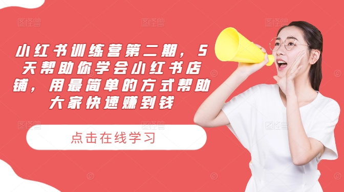 小红书训练营第二期，5天帮助你学会小红书店铺，用最简单的方式帮助大家快速赚到钱-HEIXMI（中国站）