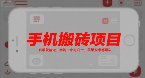 手机搬砖项目，有手就能做，亲测一小时几十，苹果安卓都可以-HEIXMI（中国站）