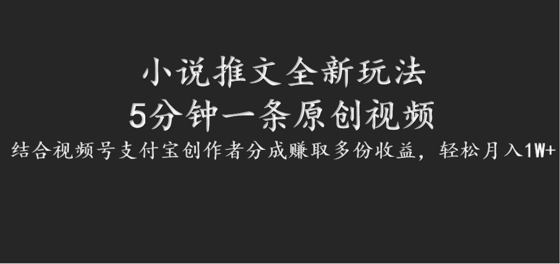 小说推文全新玩法，5分钟一条原创视频，结合视频号支付宝创作者分成赚取多份收益-HEIXMI（中国站）
