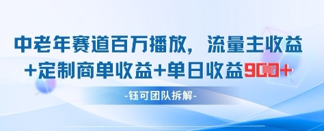 中老年赛道百万播放+流量主收益+定制收益，单日收益9张-HEIXMI（中国站）