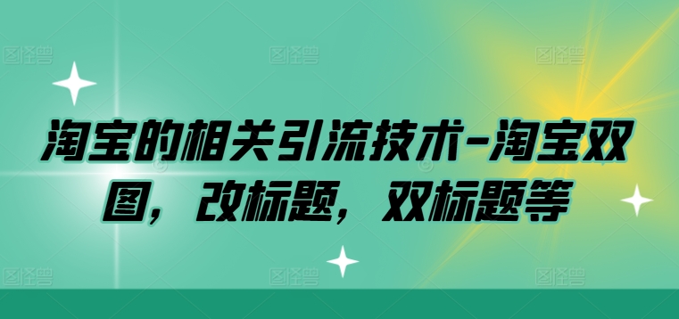 淘宝的相关引流技术-淘宝双图，改标题，双标题等-HEIXMI（中国站）