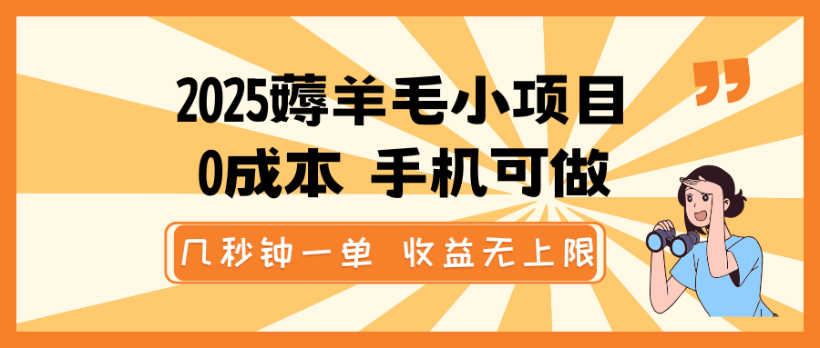 2025薅羊毛小项目，0成本 手机可做，几秒钟一单，收益无上限-HEIXMI（中国站）