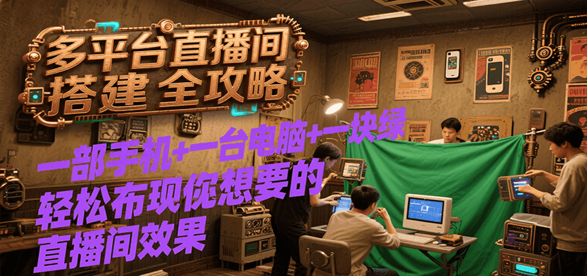 多平台直播间搭建全攻略，一部手机+一台电脑+一块绿布轻松实现你想要的直播间效果-HEIXMI（中国站）