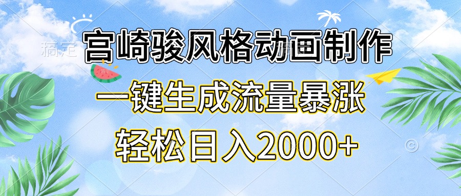 宫崎骏风格动画制作，一键生成流量暴涨，轻松日入2000+-HEIXMI（中国站）