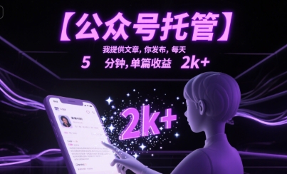 【公众号托管 】我提供文章，你发布，每天5分钟，单篇收益2k+【揭秘】-HEIXMI（中国站）