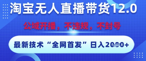 淘宝无人直播带货12.0，最新技术，不封号，不违规，操作简单，开播爆单，日入多张【揭秘】 - HEIXMI（中国站）-HEIXMI（中国站）