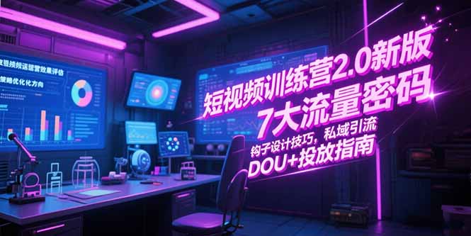 短视频训练营2.0新版，7大流量密码/钩子设计技巧/私域引流/DOU+投放指南-HEIXMI（中国站）