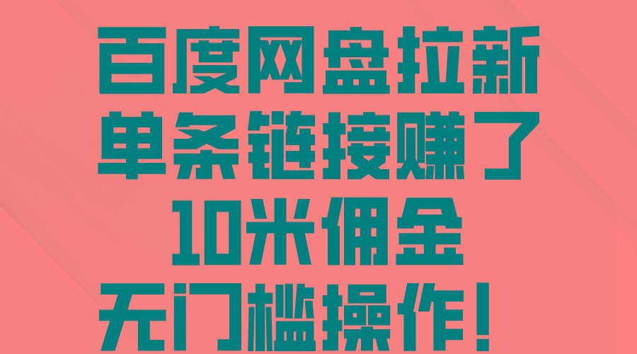 百度网盘拉新，单条链接赚了10米佣金，无门槛操作！-HEIXMI（中国站）