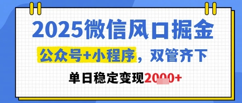 2025微信风口掘金，公众号+小程序双管齐下，单日稳定变现1k+【揭秘】 - HEIXMI（中国站）-HEIXMI（中国站）