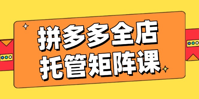 拼多多全店托管矩阵课，盈利动销玩法，高效计划设置，提升店铺效益-HEIXMI（中国站）