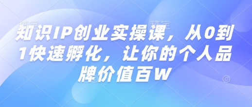 知识IP创业实操课，从0到1快速孵化，让你的个人品牌价值百W-HEIXMI（中国站）
