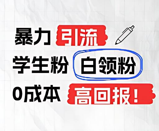 暴力引流学生粉白领粉，吊打以往垃圾玩法，0成本，高回报-HEIXMI（中国站）
