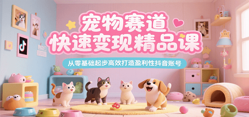 宠物赛道快速变现精品课，从零基础起步高效打造盈利性抖音账号-HEIXMI（中国站）
