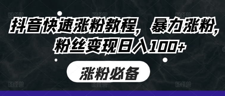 抖音快速涨粉教程，暴力涨粉，粉丝变现日入100+-HEIXMI（中国站）