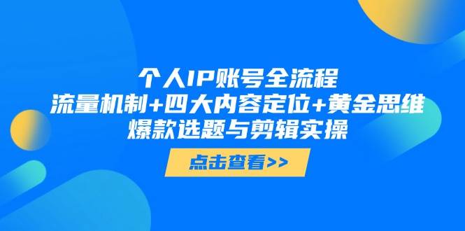 个人IP账号全流程：流量机制+四大内容定位+黄金思维, 爆款选题与剪辑实操 - HEIXMI（中国站）-HEIXMI（中国站）