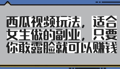 西瓜视频玩法，适合女生做的副业，只要你敢露脸就有收益-HEIXMI（中国站）
